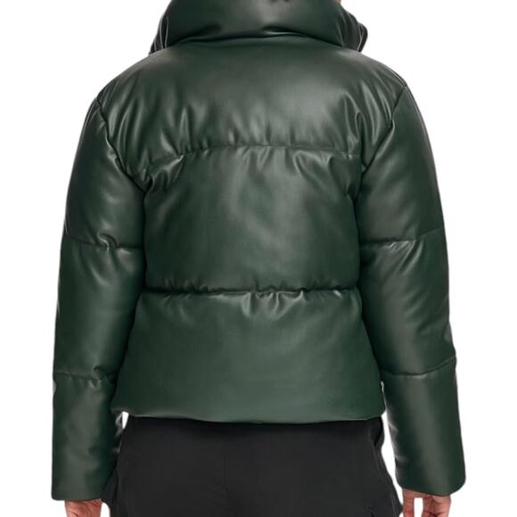 Levi's Water Resistant Vegan Leather Short Puffer Jacket Spruce NEW Size XLarge - Picture 3 of 6